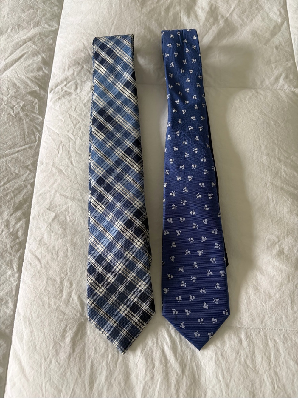 Tommy Hilfiger Blue Plaid Tie & Navy Floral Tie